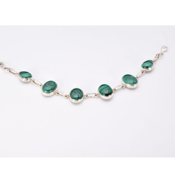 Bratara cu malachit din argint handmade 18-19 cm [4]