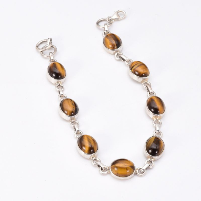 Bratara cu ochi de tigru din argint, oval 18 cm [3]