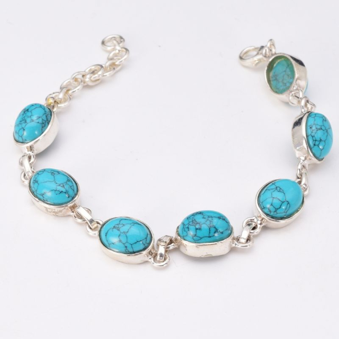 Bratara cu turcoaz oval din argint [5]