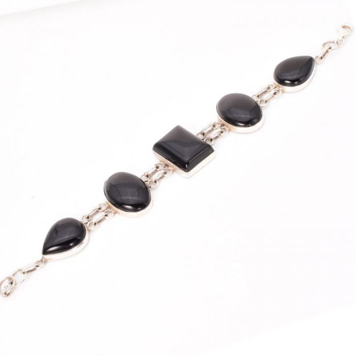Bratara de argint cu onix statement Eleganta Intunecata [4]