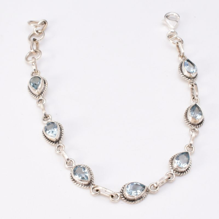 Bratara de argint cu topaz albastru 17-19 cm [4]