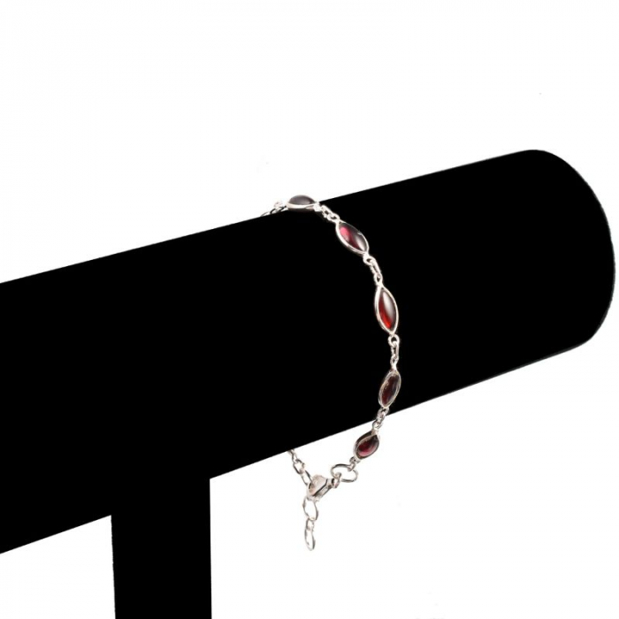 Bratara de argint cu pietre granat forma marchiz 18-20 cm [3]