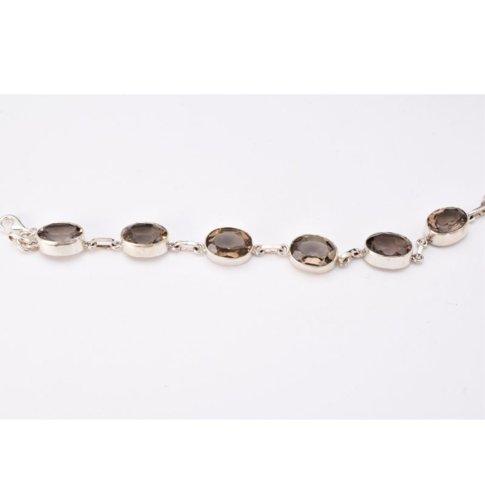 Bratara de argint handmade cu cuart fumuriu 18-19 cm [4]