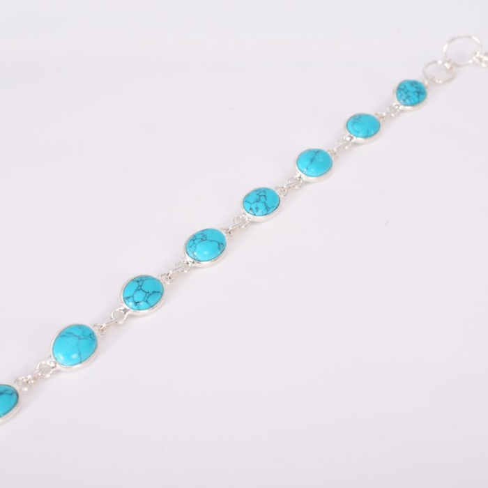 Bratara de argint turcoaz cabochon oval [2]