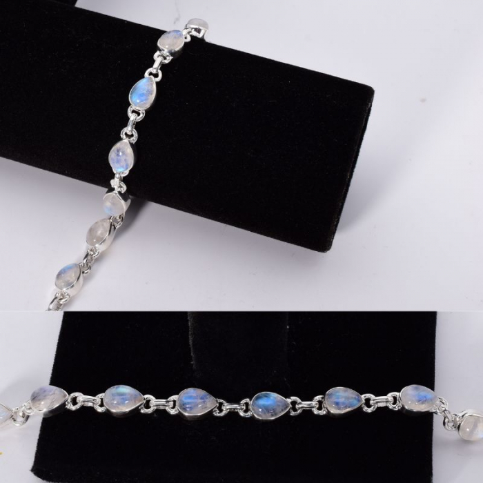 Bratara din argint cu piatra lunii, forma para [2]