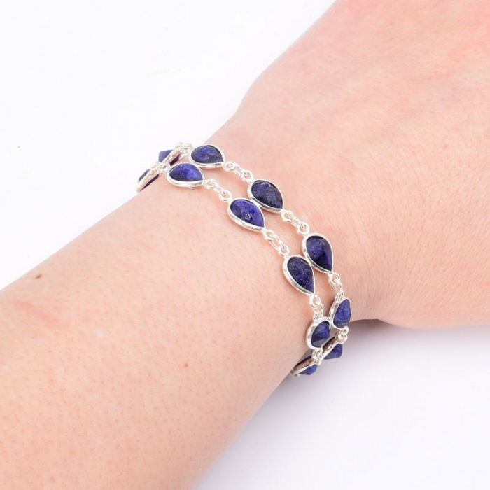 Bratara din argint dubla cu safir albastru [3]