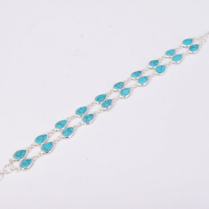 Bratara din argint dubla cu turcoaz 18-20 cm [3]