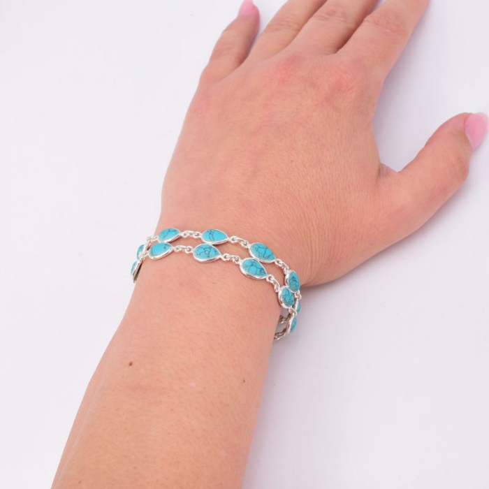 Bratara din argint dubla cu turcoaz 18-20 cm [2]
