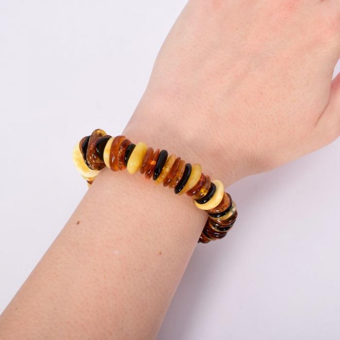 Bratara elastica cu chihlimbar multicolor discuri [2]
