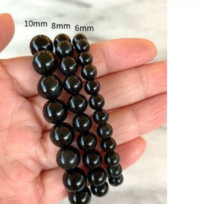 Bratara elastica cu obsidian negru 10 mm [2]