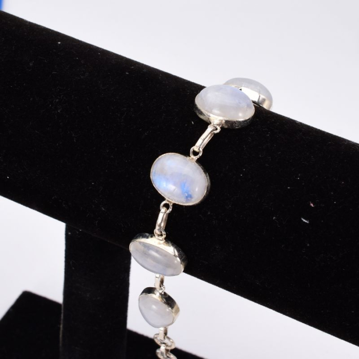 Bratara cu piatra lunii oval, para din argint [3]