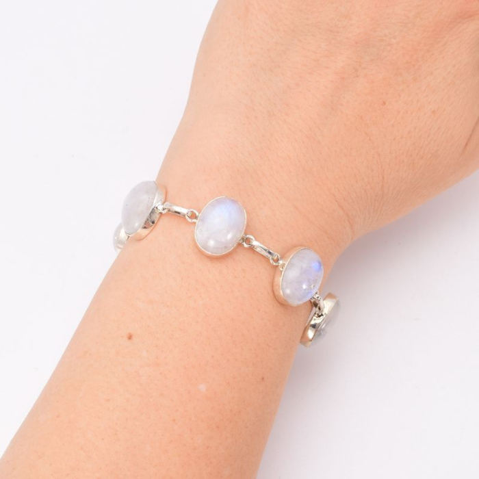 Bratara cu piatra lunii oval, para din argint [2]