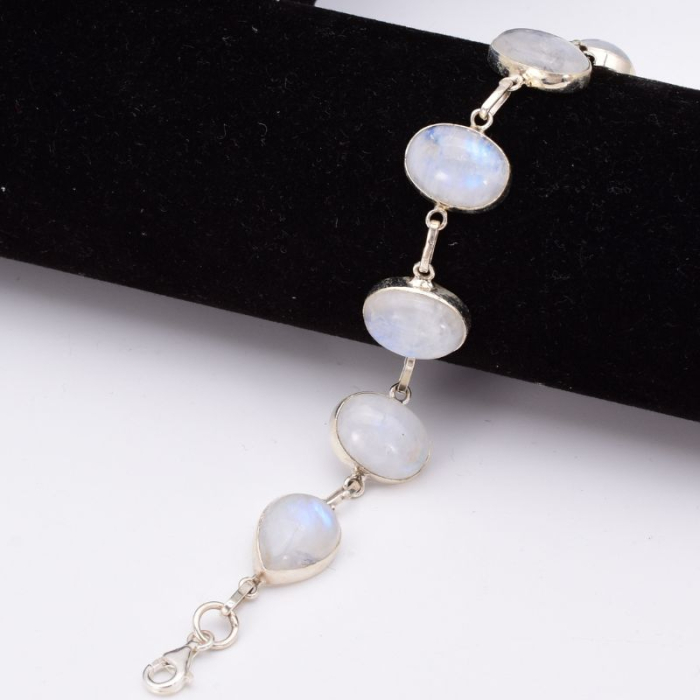 Bratara cu piatra lunii oval, para din argint [6]