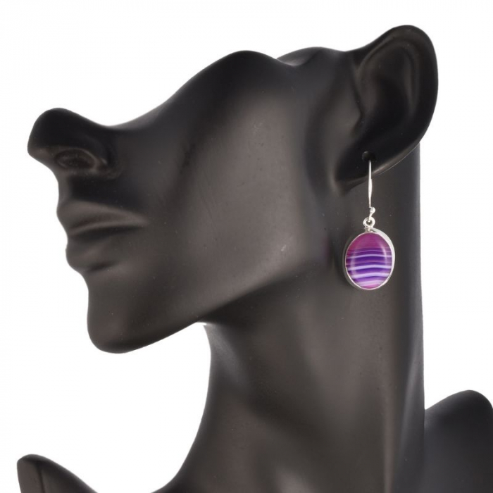 Cercei argint cu tortita - pietre agat Botswana [4]