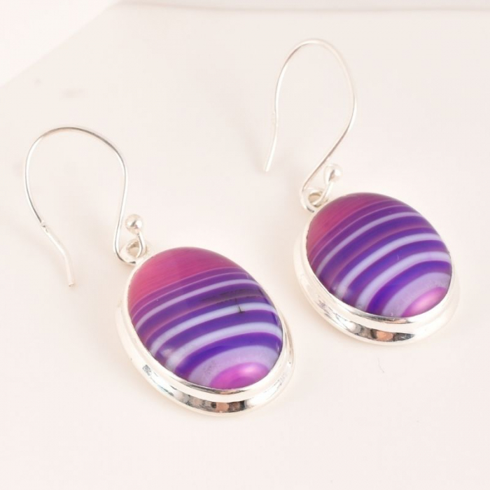 Cercei argint cu tortita - pietre agat Botswana [3]