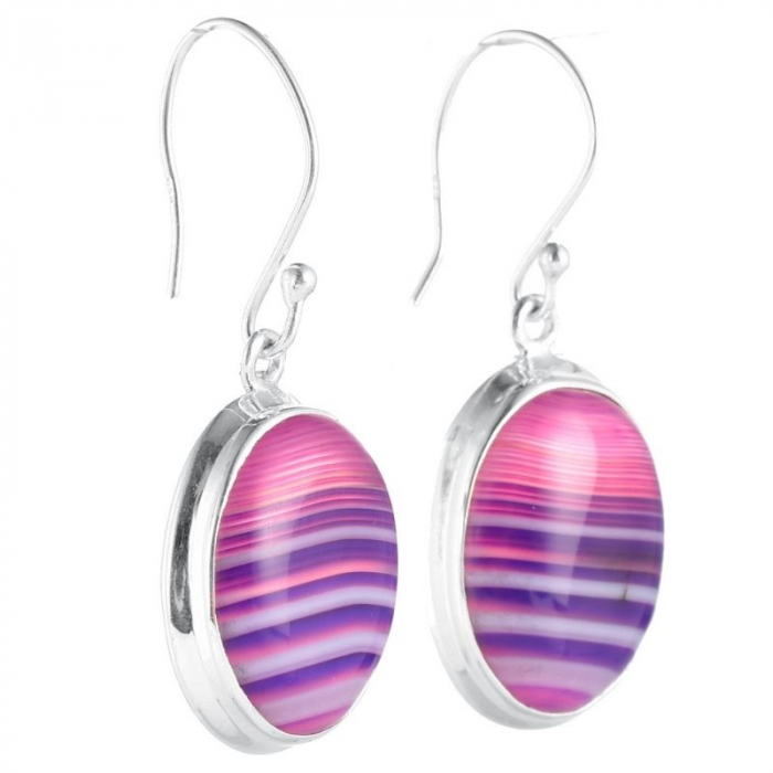 Cercei argint cu tortita - pietre agat Botswana [2]