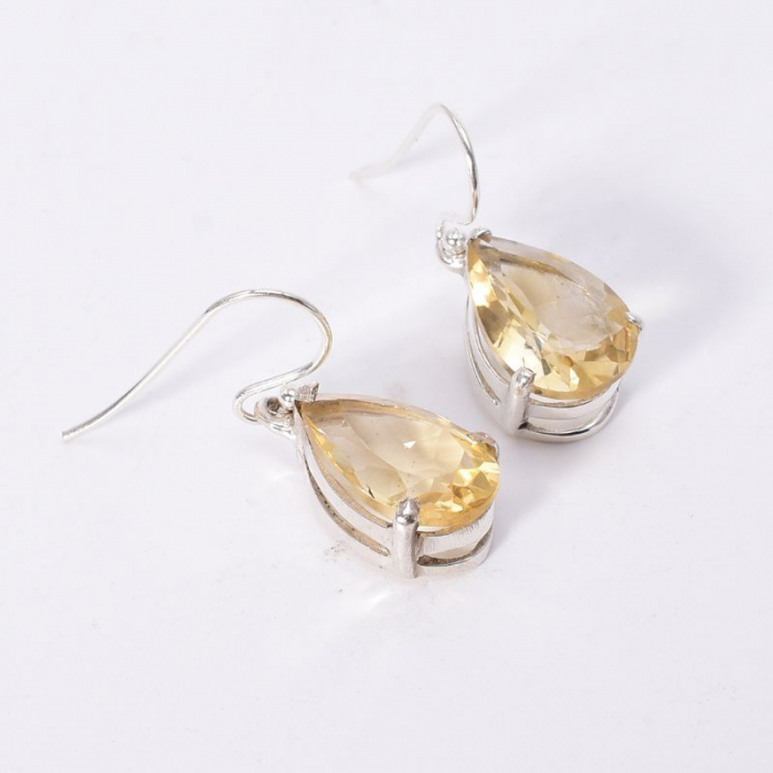 Cercei argint - citrin natural fatetat forma para [4]