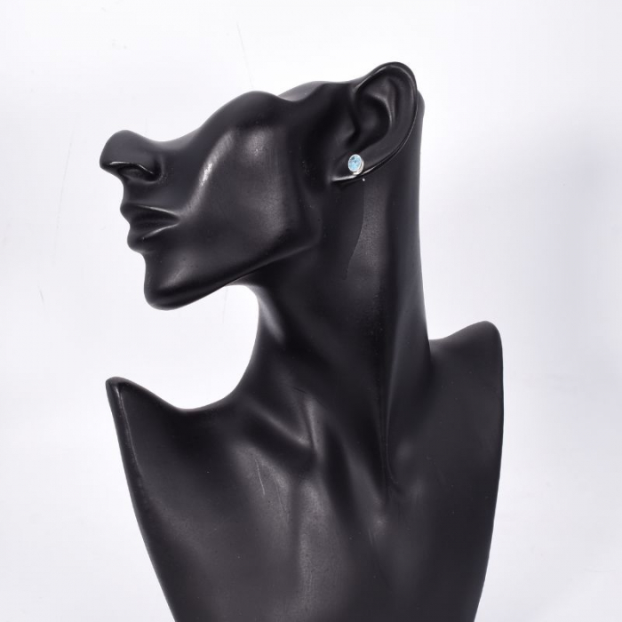 Cercei argint cu acvamarin natural, ovali, tija si fluturas [2]