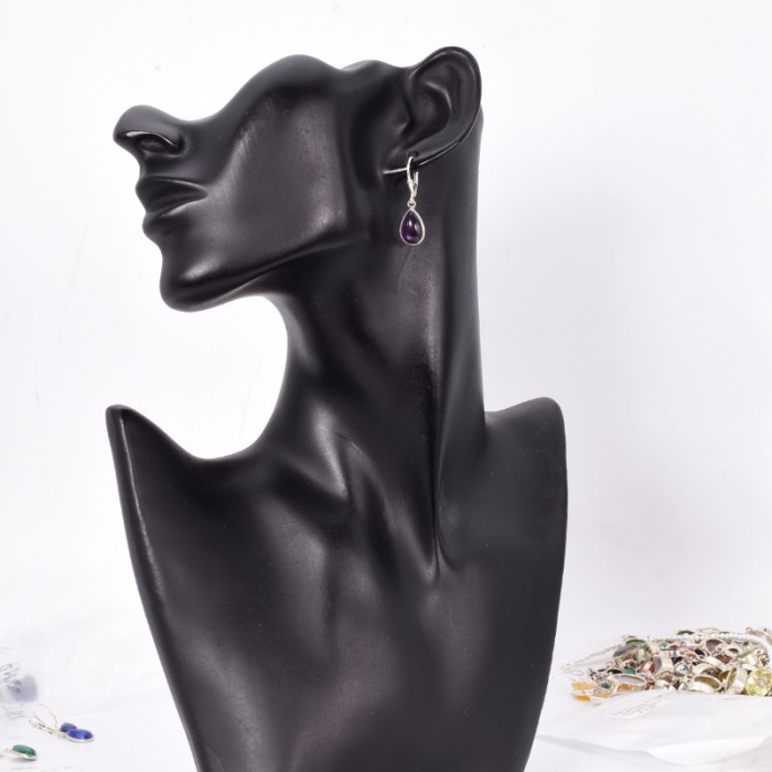 Cercei argint cu ametist, tortita leverback [2]