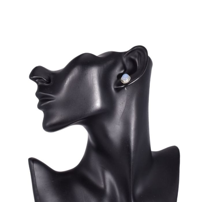 Cercei argint cu calcedonia aqua pe ureche [3]