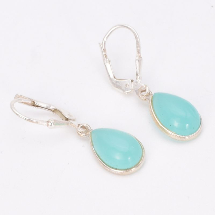 Cercei argint cu calcedonia aqua, tortita leverback [4]