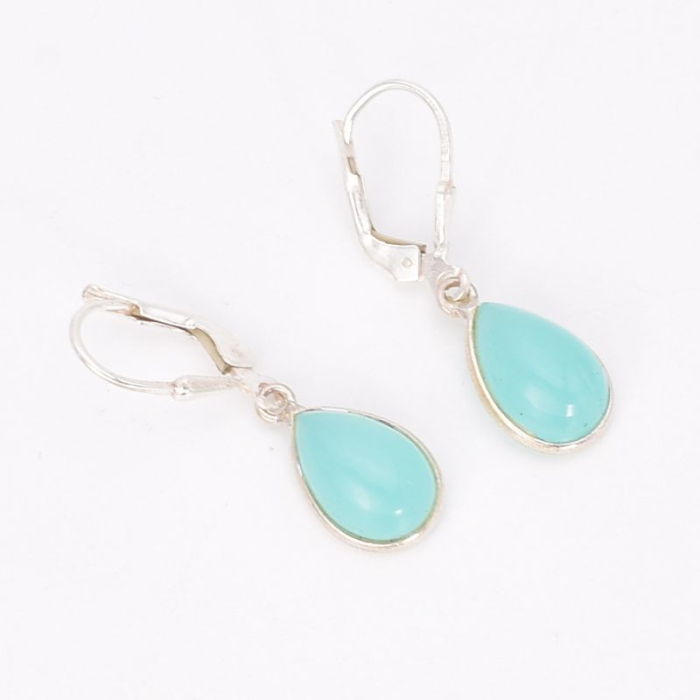 Cercei argint cu calcedonia aqua, tortita leverback [3]
