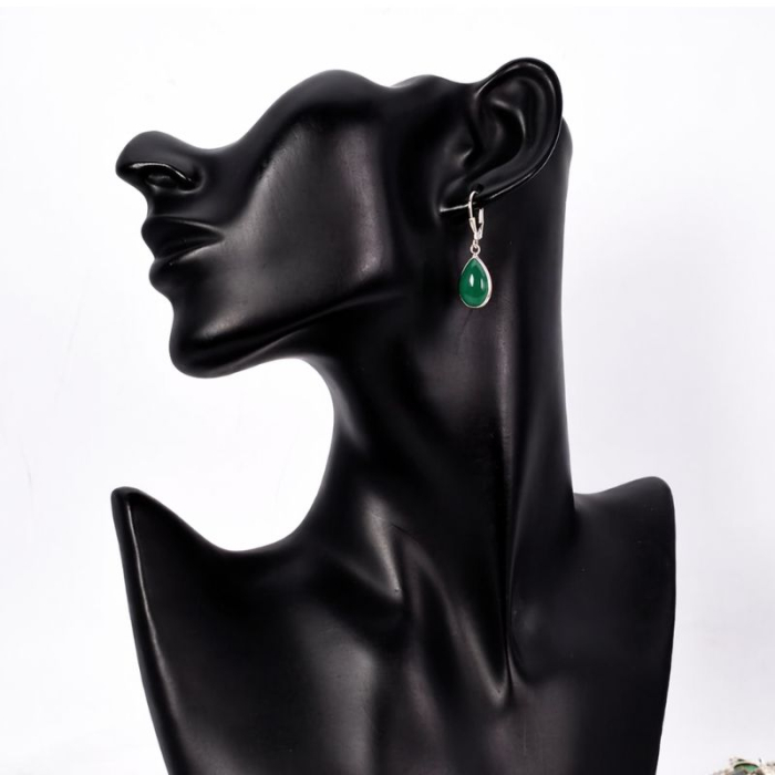 Cercei argint cu onix verde, tortita leverback [2]