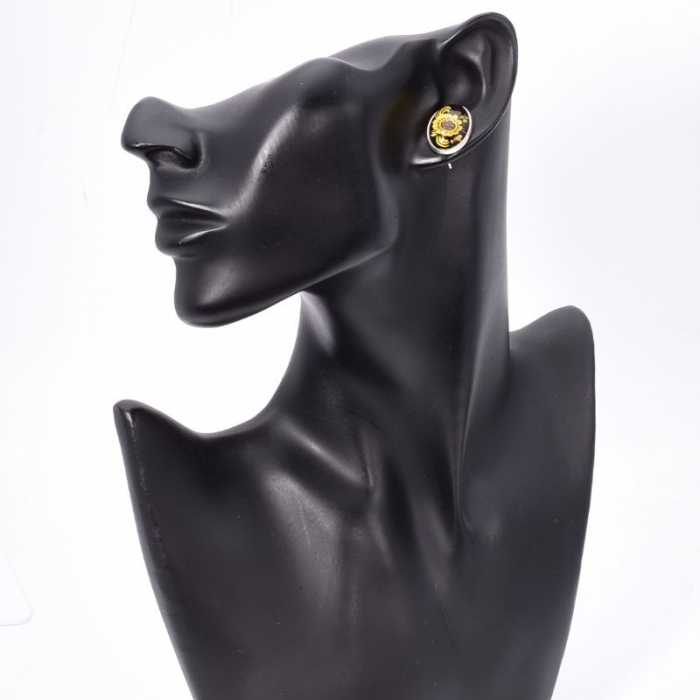 Cercei argint cu chihlimbar cameo Floarea Soarelui [2]