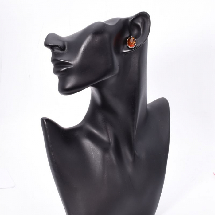 Cercei argint cu chihlimbar cognac Golden Glow [2]