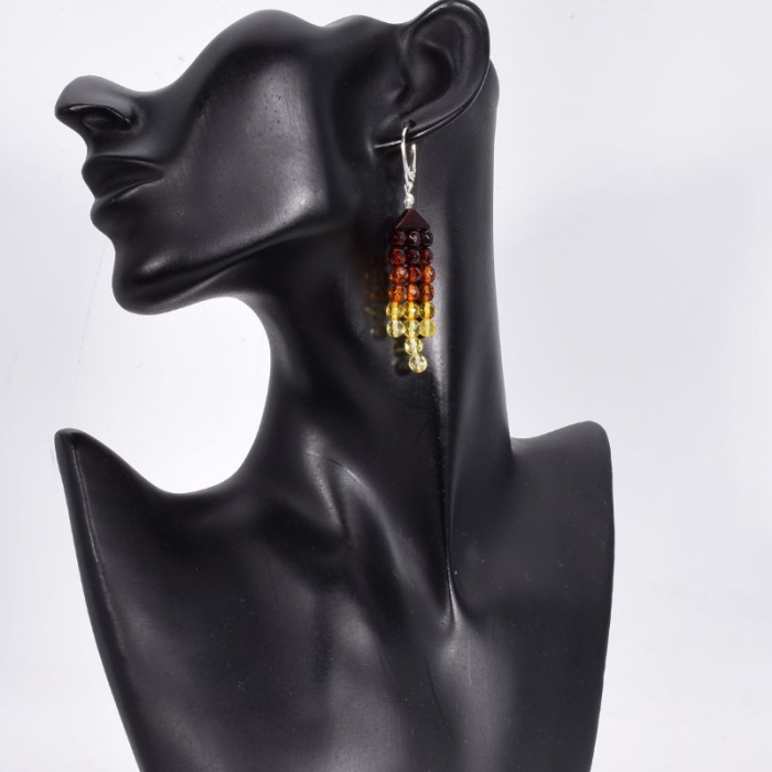 Cercei argint cu chihlimbar multicolor Siraguri [2]