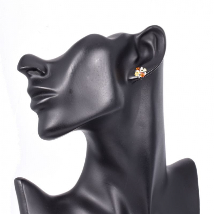 Cercei argint cu chihlimbar multicolor tematica florala [3]