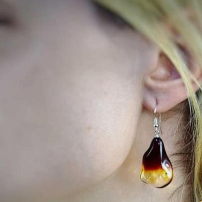 Cercei argint cu chihlimbar ombre Golden Sunset [2]