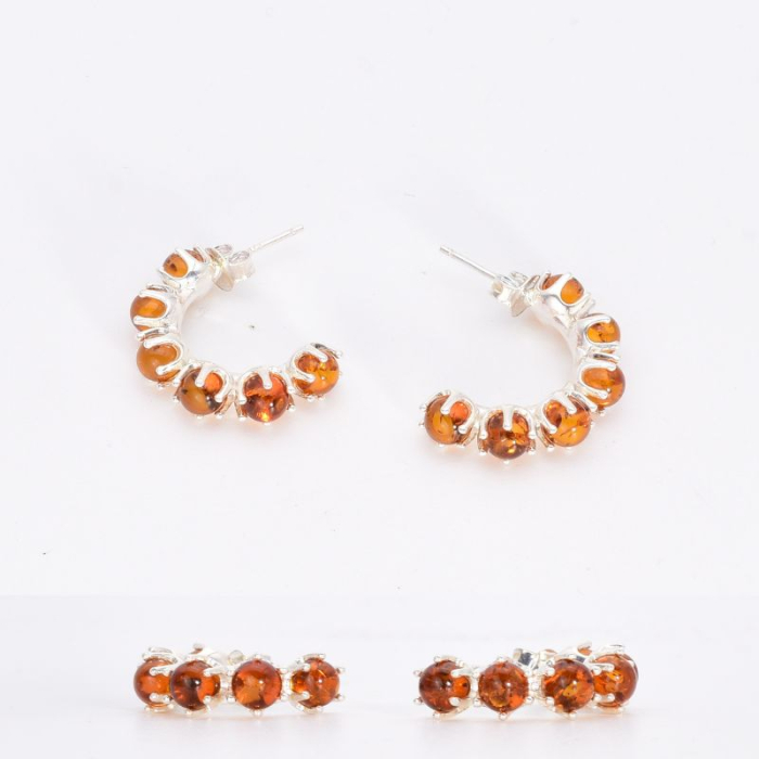 Cercei argint cu chihlimbar, semicerc [3]