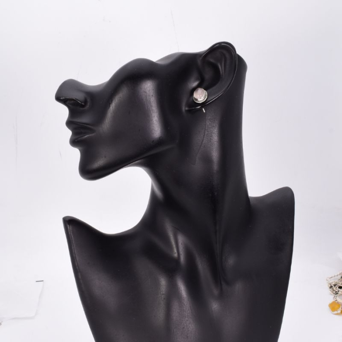 Cercei argint cu cuart roz, funie rasucita cu surub [2]