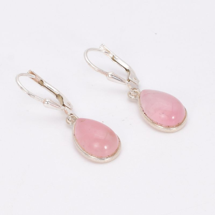 Cercei argint cu cuart roz, tortita leverback [3]