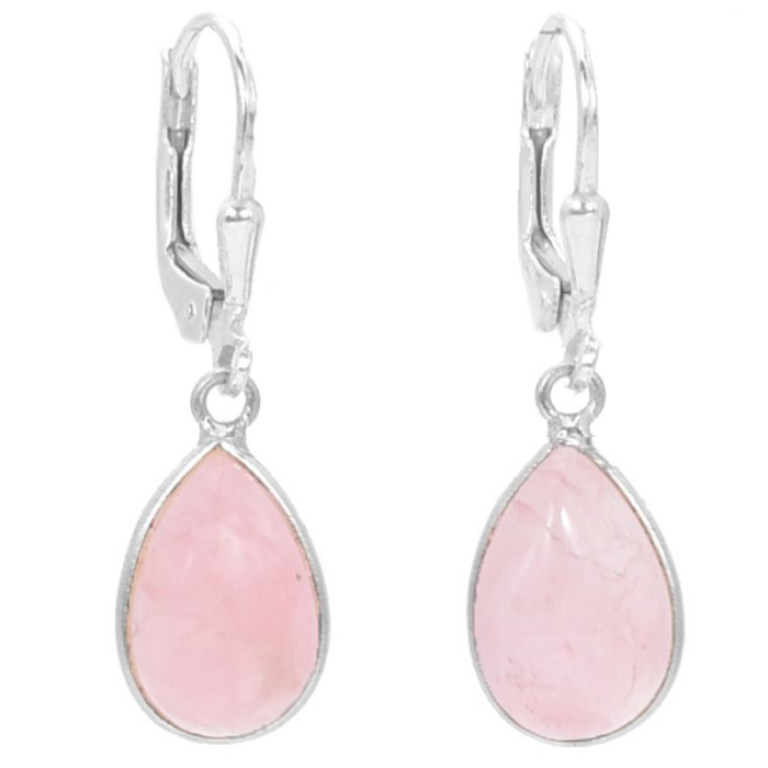 Cercei argint cu cuart roz, tortita leverback [1]