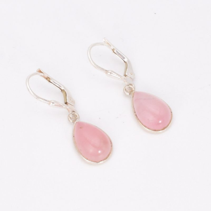 Cercei argint cu cuart roz, tortita leverback [4]