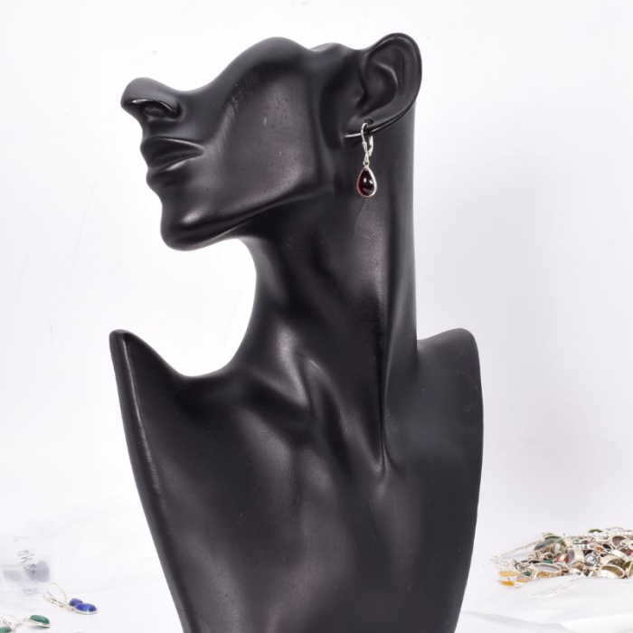 Cercei argint cu granat, tortita leverback [2]