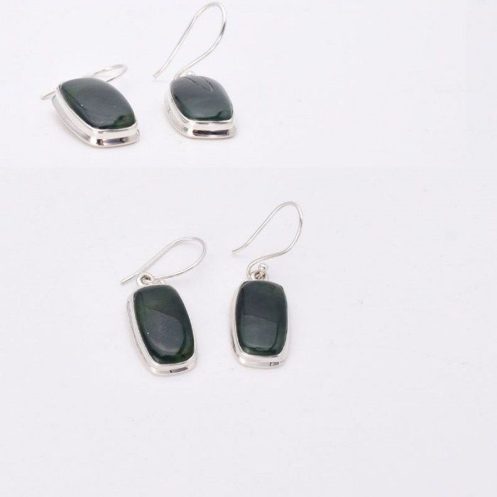 Cercei argint cu jad verde dreptunghiular Raze de Speranta [4]