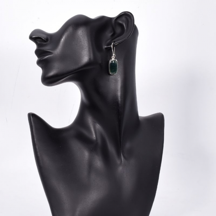 Cercei argint cu jad verde dreptunghiular Raze de Speranta [2]