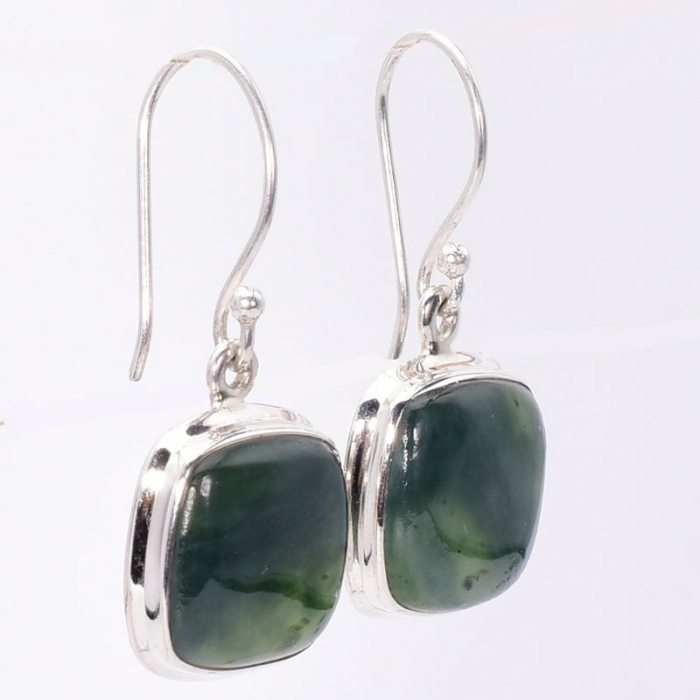 Cercei argint cu jad verde patrat Inima Padurii [3]