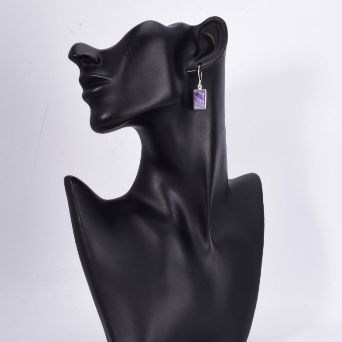 Cercei argint cu lepidolit, dreptunghiular [2]