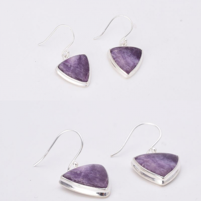 Cercei argint cu lepidolit Triunghiul Violet [4]