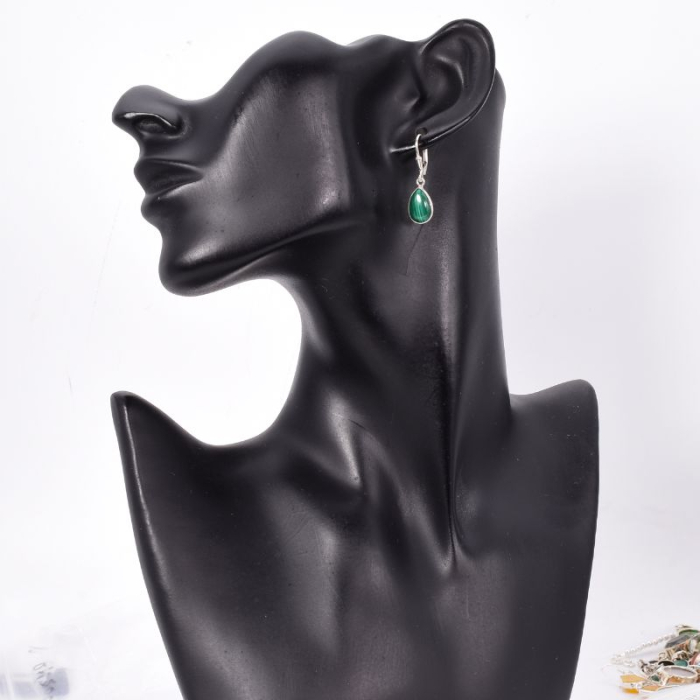 Cercei argint cu malachit, tortita leverback [2]