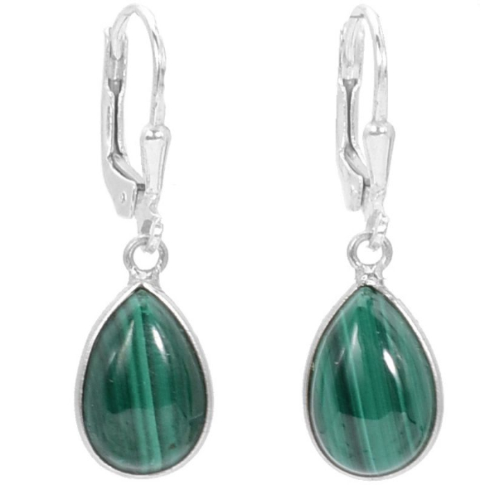Cercei argint cu malachit, tortita leverback [1]