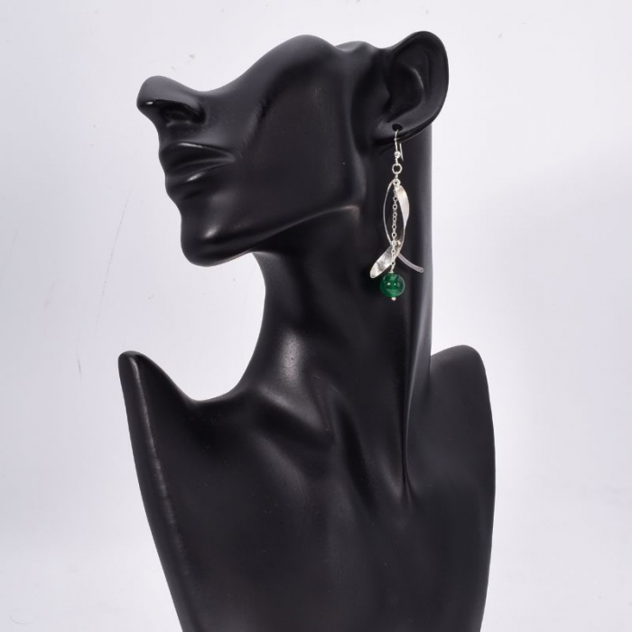 Cercei argint cu onix verde margele Spirala Timpului [2]