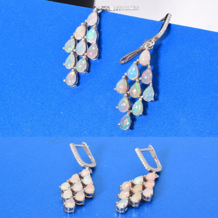 Cercei argint cu opal etiopian romburi Opal Royal [4]