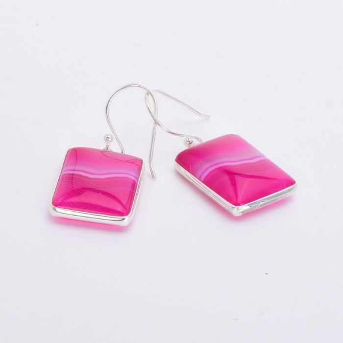 Cercei argint cu agat Botswana roz [4]