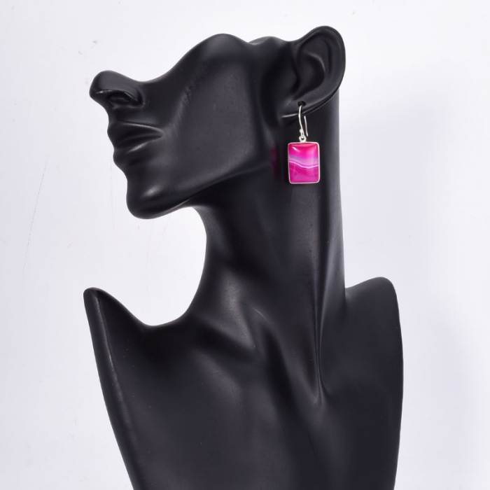 Cercei argint cu agat Botswana roz [3]