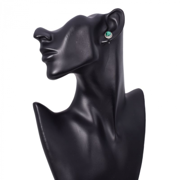 Cercei argint cu pietre malachit, funie rasucita [3]